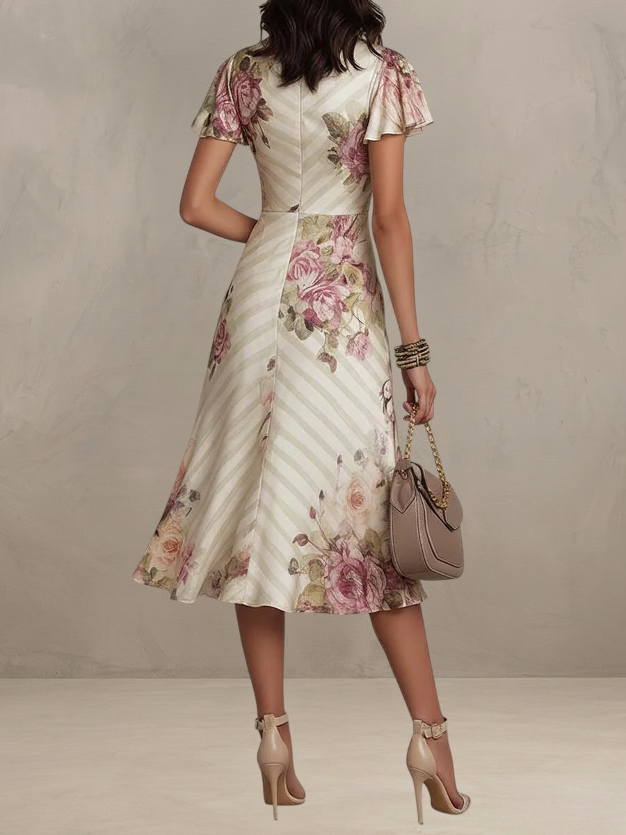 Light Mode | ELEGANT RETRO FLORAL MIDI DRESS