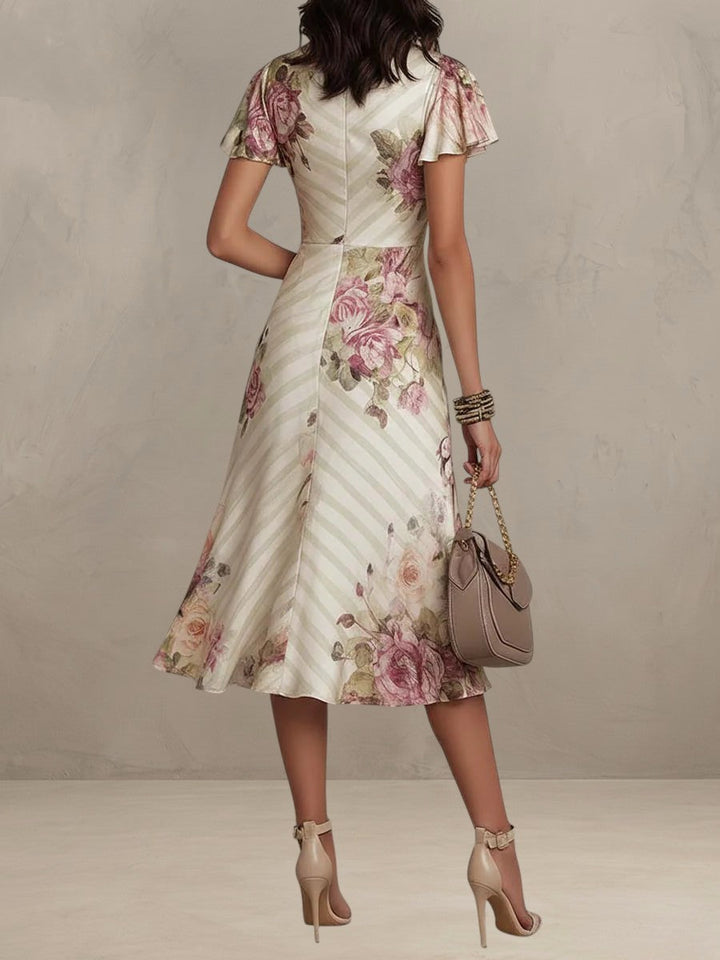 Light Mode | ELEGANT RETRO FLORAL MIDI DRESS