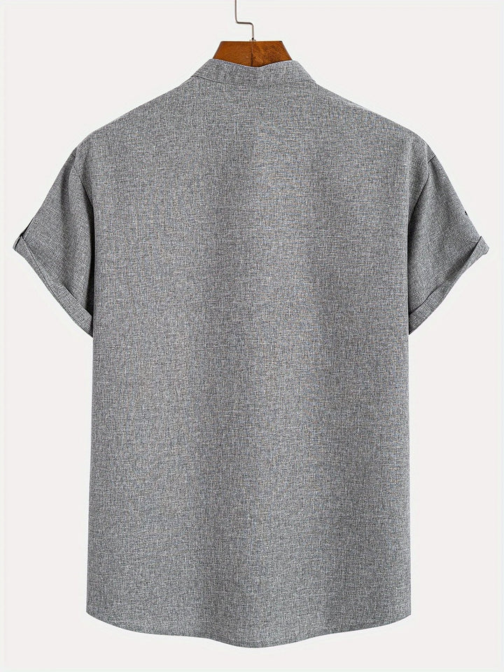 Light Mode | Stylish short-sleeve stand-collar shirt