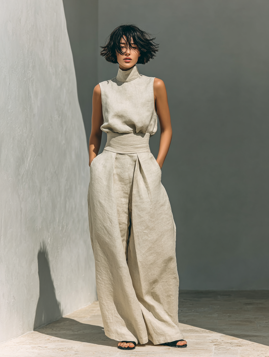 Mode Lumiére™ | WOMEN'S COTTON WIDE LEG PANT SET