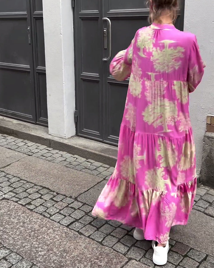 Giavanna | Printed Casual Flared Sleeve Maxi Dress