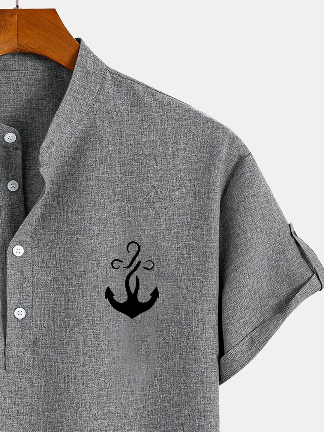 Light Mode | Stylish short-sleeve stand-collar shirt