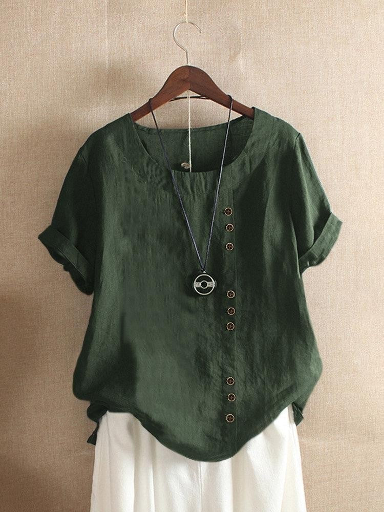 Mode Lumiére™ | Bianca Button-Placket Airy Blouse
