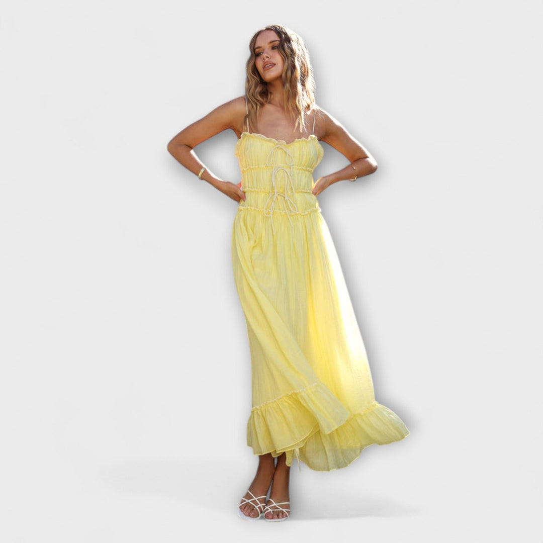 Mode Lumiére™ Celine - Sleeveless Ruffle Midi Dress