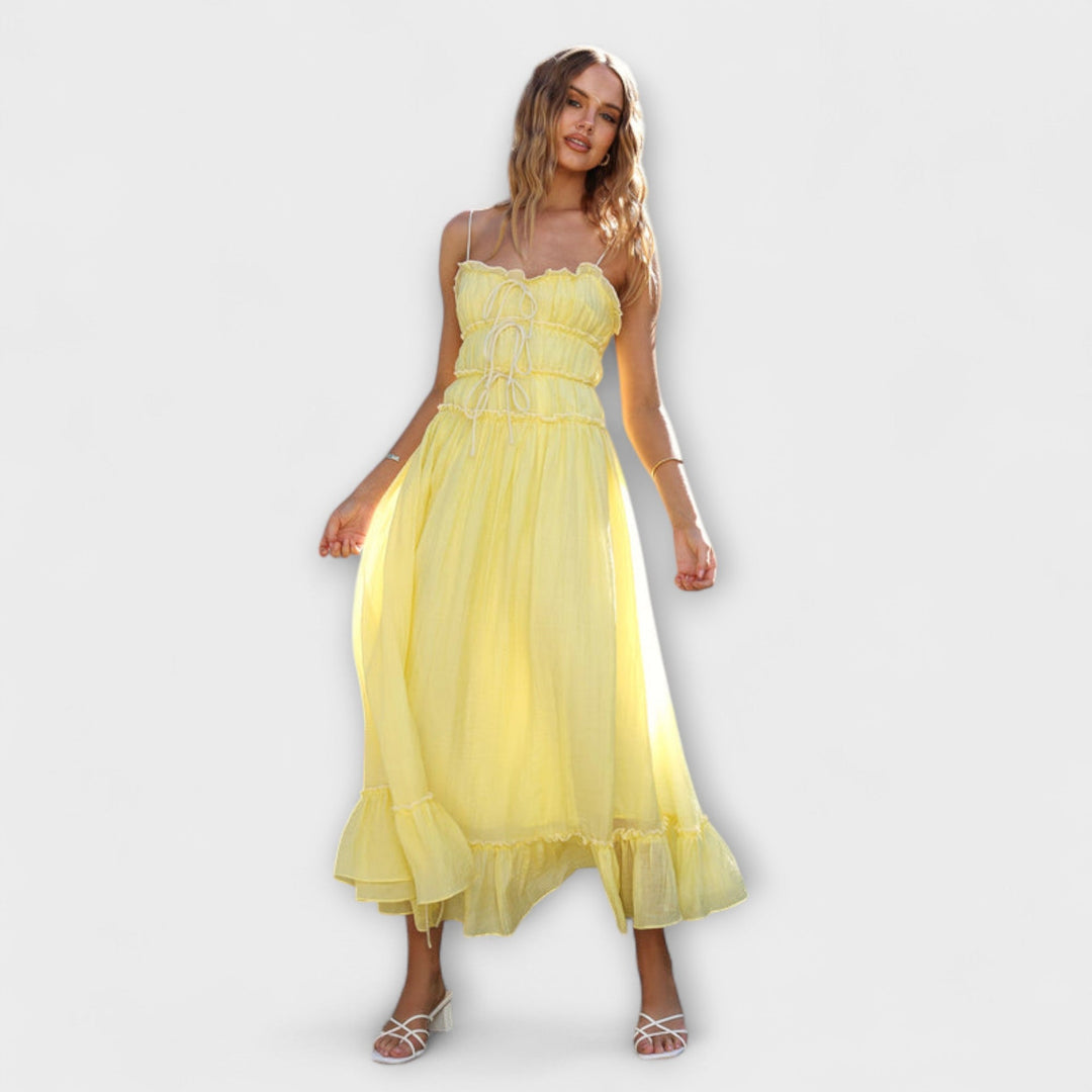 Mode Lumiére™ Celine - Sleeveless Ruffle Midi Dress