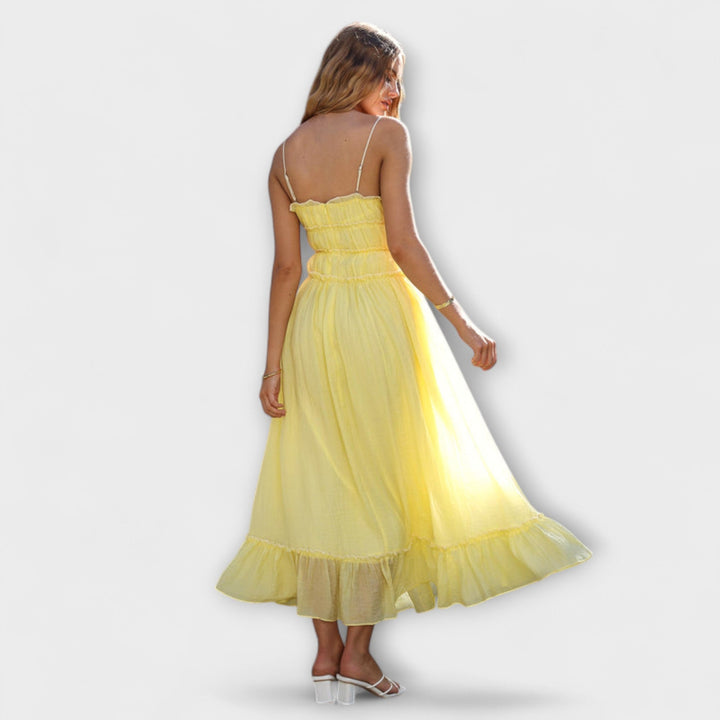 Mode Lumiére™ Celine - Sleeveless Ruffle Midi Dress