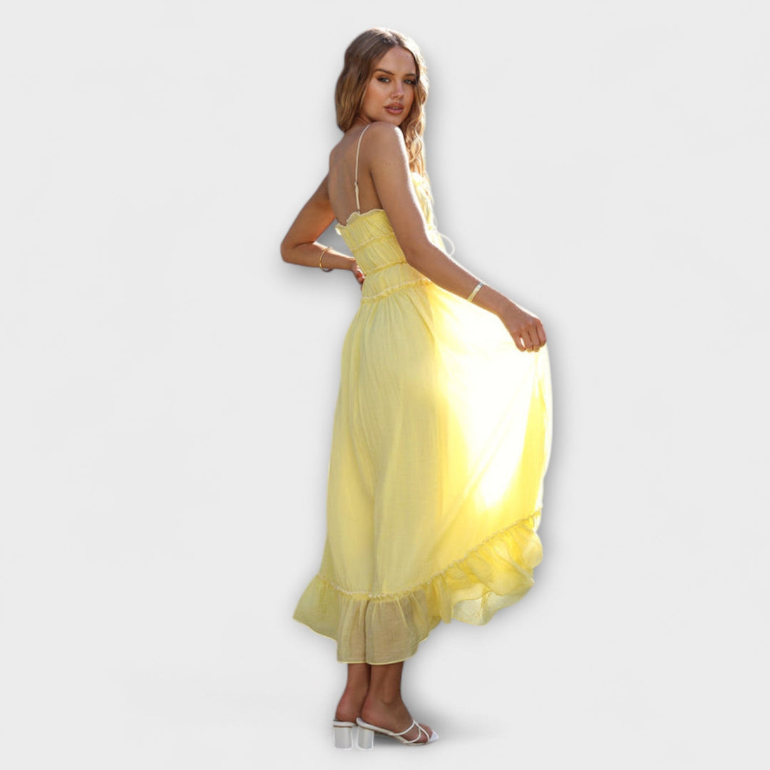 Mode Lumiére™ Celine - Sleeveless Ruffle Midi Dress