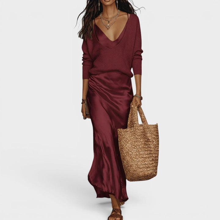 Oriane™ | Elegant Satin Midi Dress