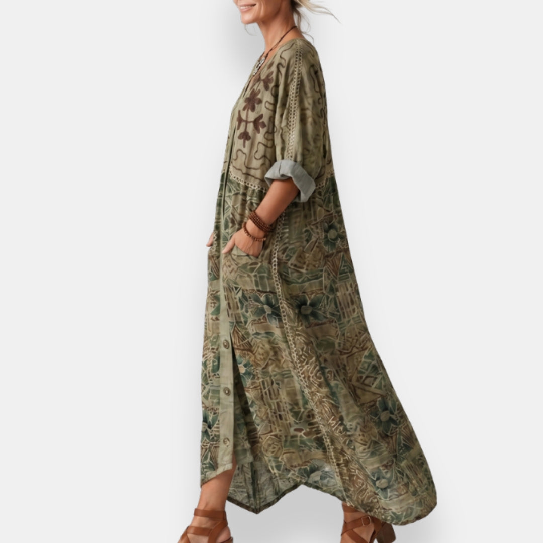 Aziliz | Patchwork Kaftan Dress