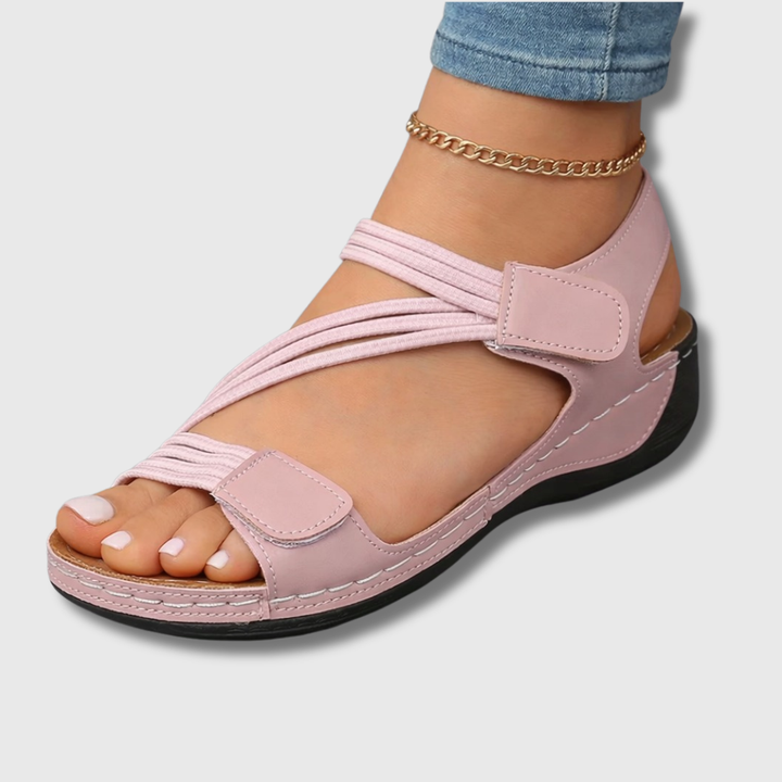 Agnes | Comfortable Flat Sandal with Crisscross Straps