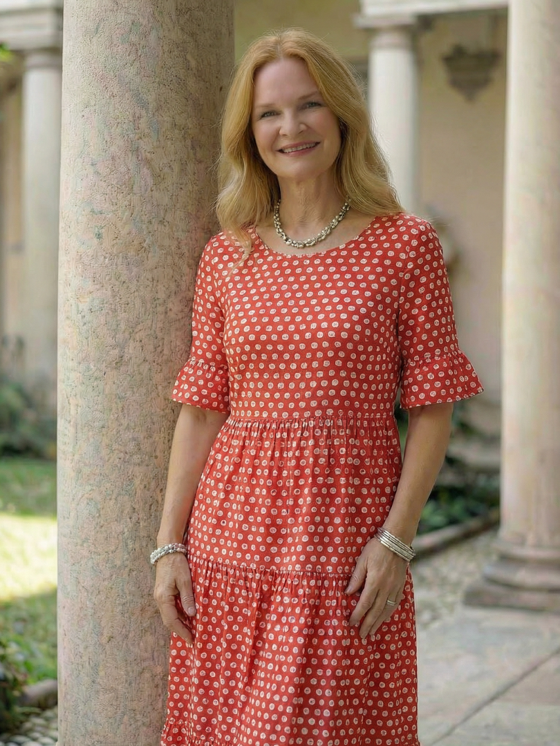 Arlo | Short Sleeve Polka Dot Ruffle Midi Dress