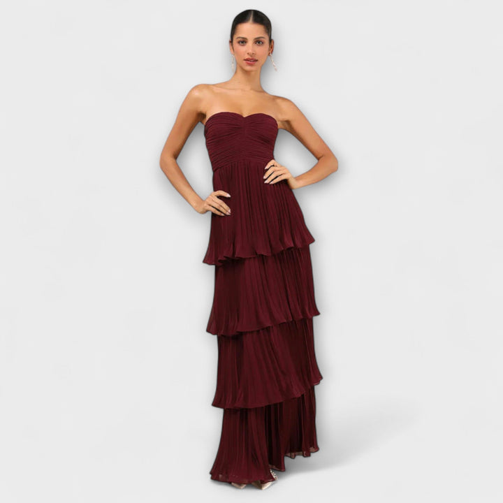 Mode Lumiére™ - Strapless maxi dress with shirred detailing