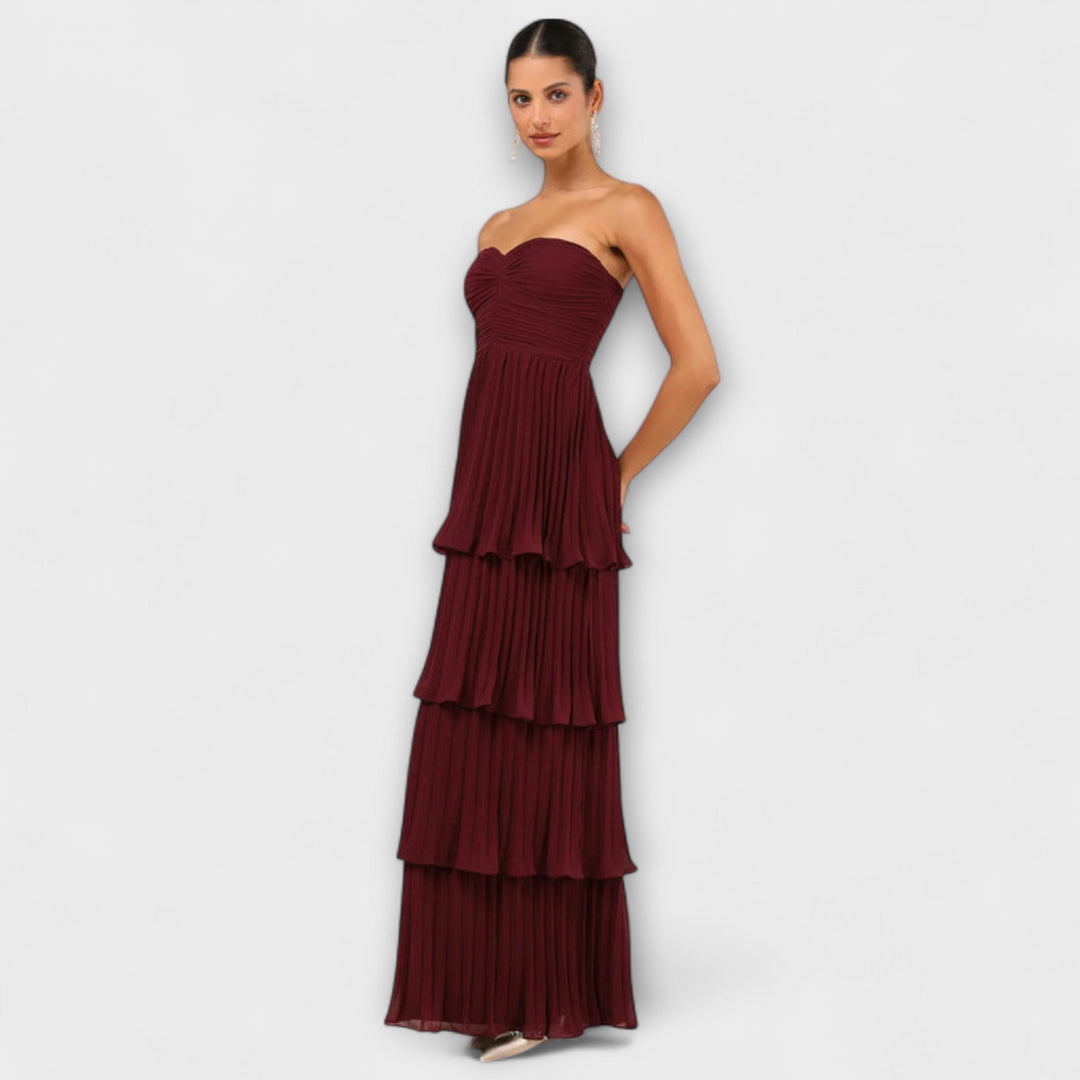 Mode Lumiére™ - Strapless maxi dress with shirred detailing
