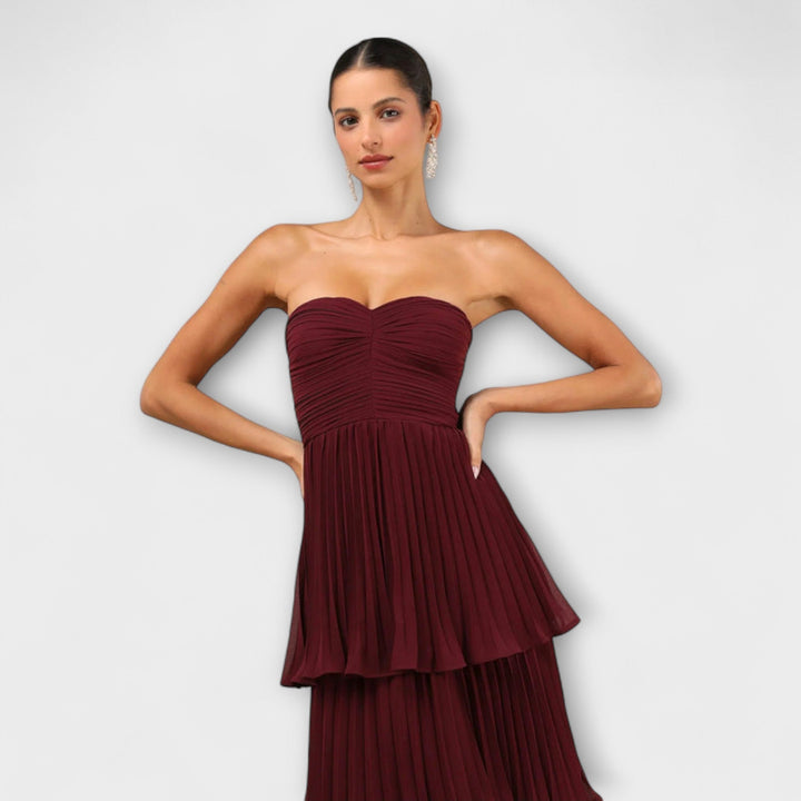 Mode Lumiére™ - Strapless maxi dress with shirred detailing