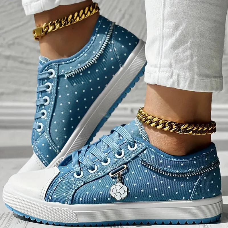 Caro | Floral Lace & Decorative Zipper Sneaker
