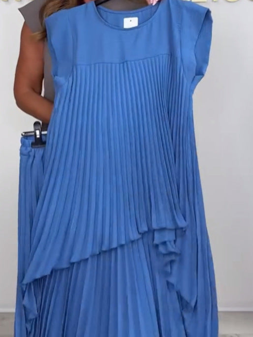 Sherry™ Pleated Midi Dress & Wide Leg Pant Set