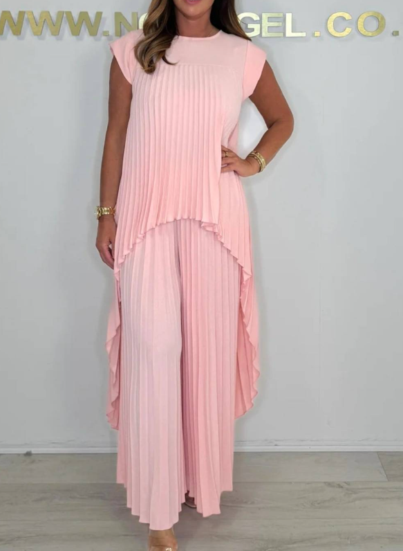 Sherry™ Pleated Midi Dress & Wide Leg Pant Set
