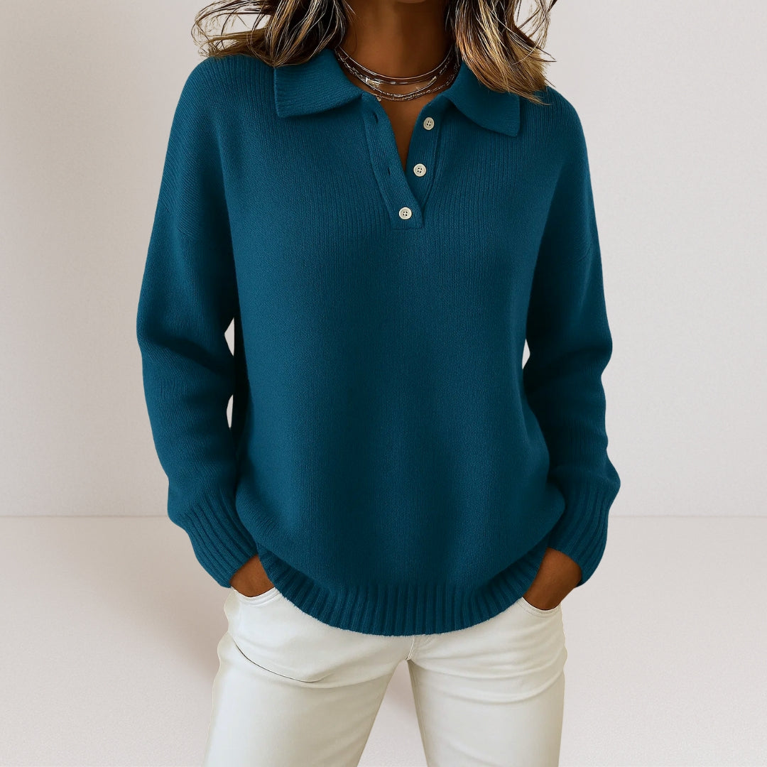 Elegant Polo Collar Sweater – Soft Comfort and Timeless Style