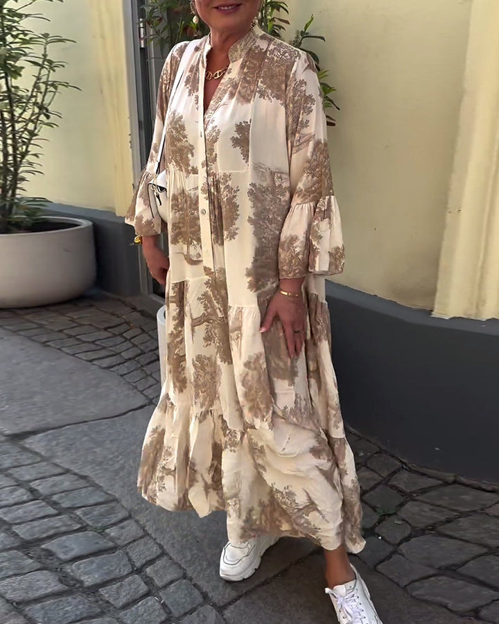 Giavanna | Printed Casual Flared Sleeve Maxi Dress