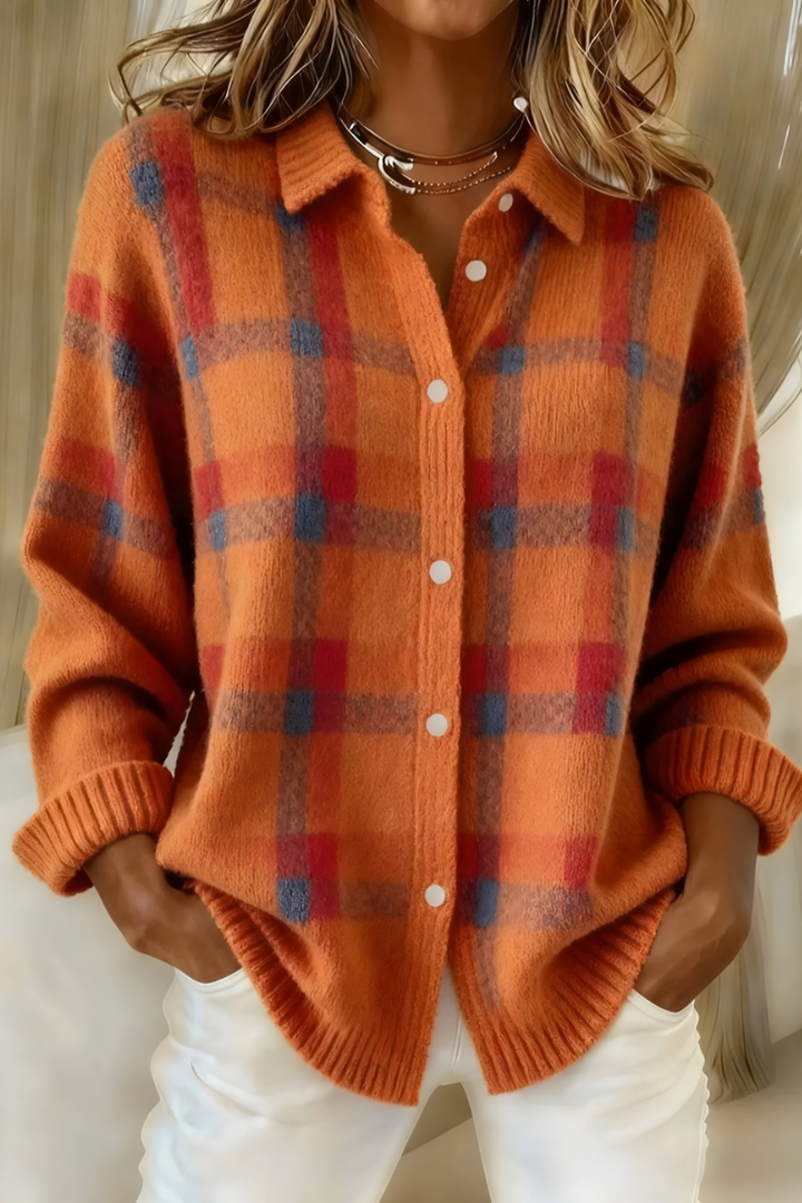 Anna™ | Soft Check Knit Cardigan