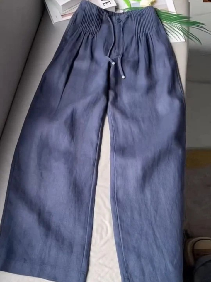 Camille | Wide-leg cotton and linen blend trousers