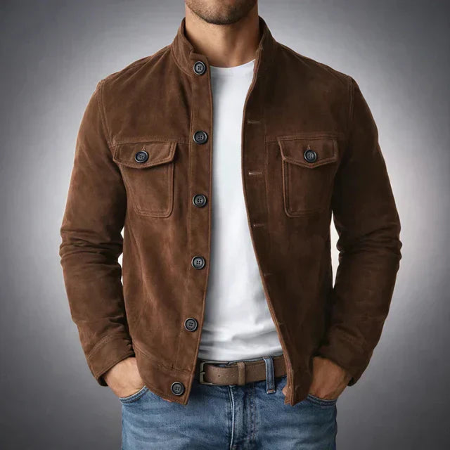 Mode Lumiére™ | Men's Button-Down Suede Jacket
