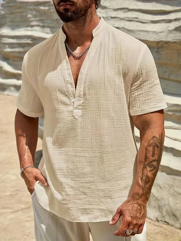 Lightweight Fashion | Elegant Stand-Up Collar Summer Shirt