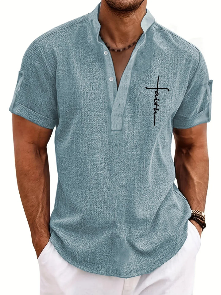 Light Mode | Stylish short-sleeve stand-collar shirt