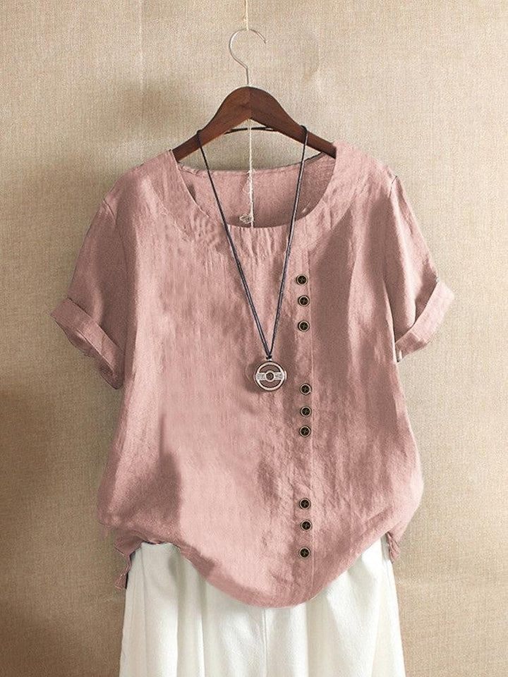 Mode Lumiére™ | Bianca Button-Placket Airy Blouse