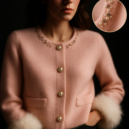 Aurelia | Pearl-Trim Cashmere Cardigan