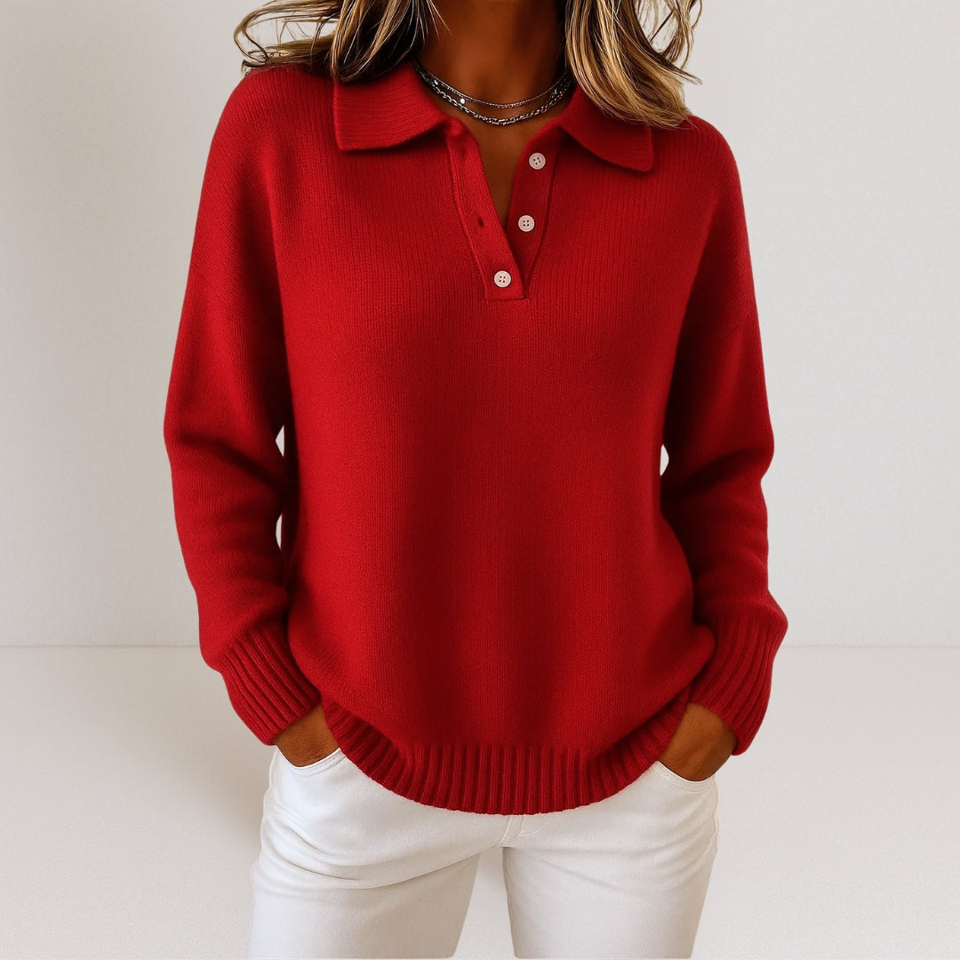 Elegant Polo Collar Sweater – Soft Comfort and Timeless Style