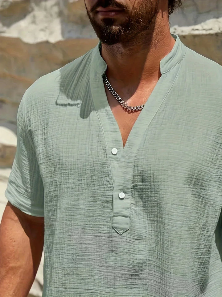 Lightweight Fashion | Elegant Stand-Up Collar Summer Shirt