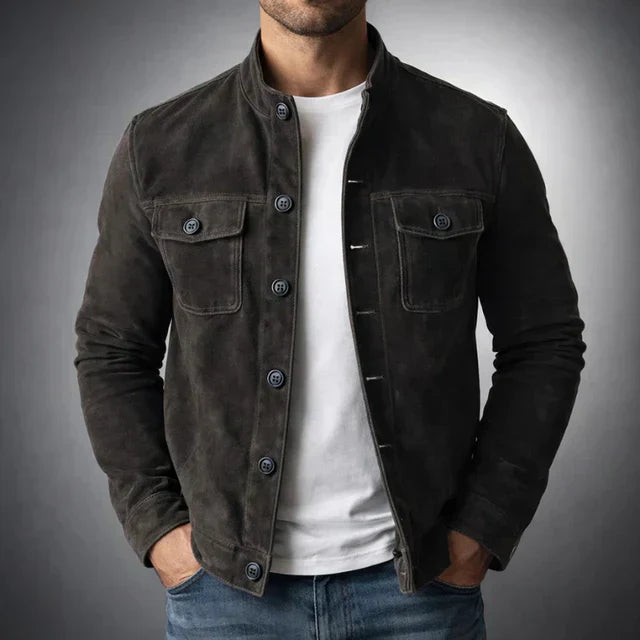 Mode Lumiére™ | Men's Button-Down Suede Jacket