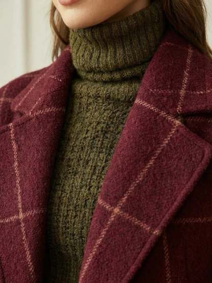 Elowen Timeless Plaid Wool Long Coat
