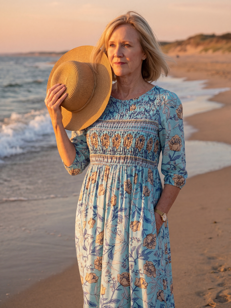 Halia | Gathered Floral Midi Dress