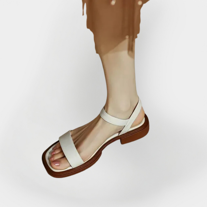 Mode Lumiére™ Low-Heel Leather Sandals
