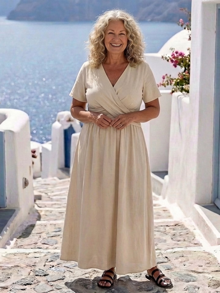 Alvara | V-neck Short-Sleeve Midi Dress