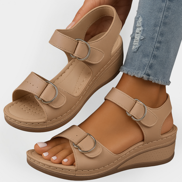 Mode Lumiére™ Leather Orthopedic Sandals with Heel