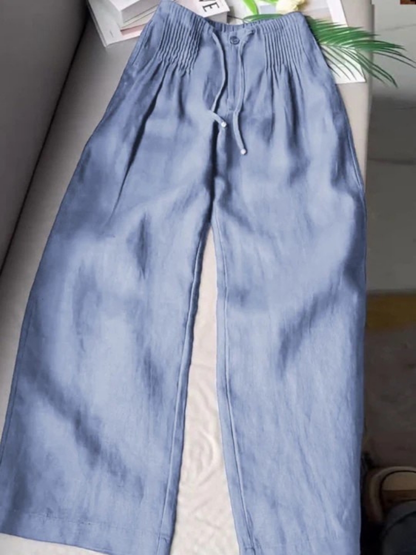 Camille | Wide-leg cotton and linen blend trousers