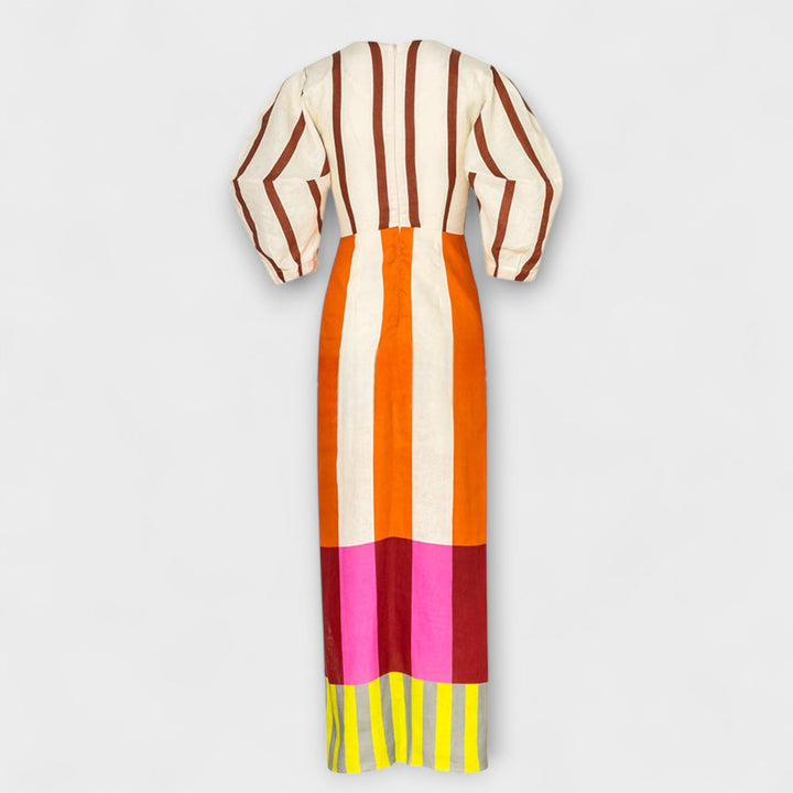 Kaya - Maxi dress with scoop neck and puff sleeves