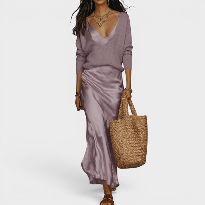 Oriane™ | Elegant Satin Midi Dress