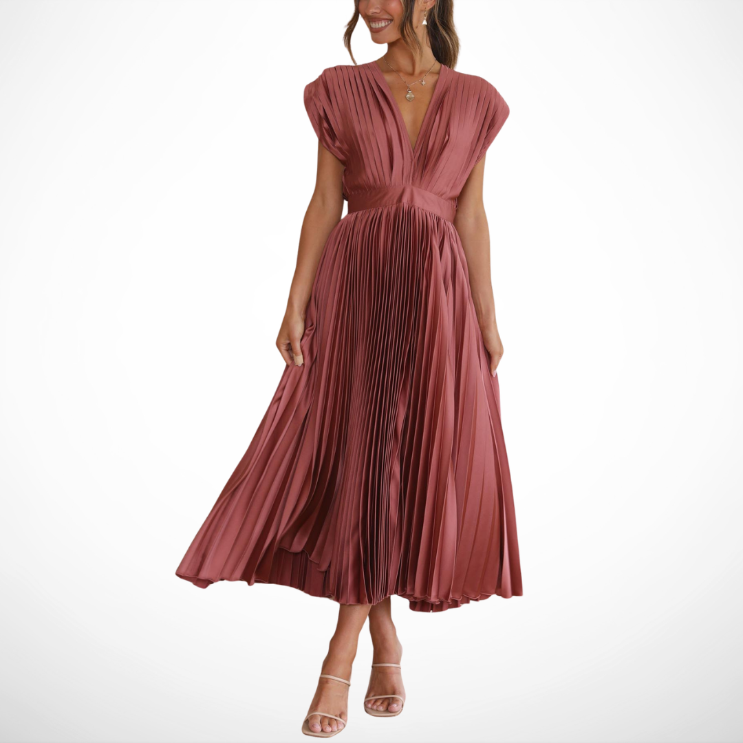 Mode Lumiére™| Elegant Pleated Dress