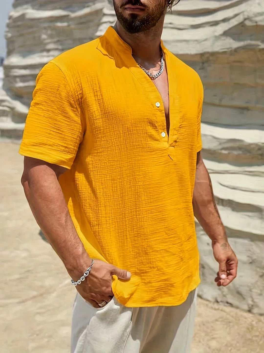 Lightweight Fashion | Elegant Stand-Up Collar Summer Shirt