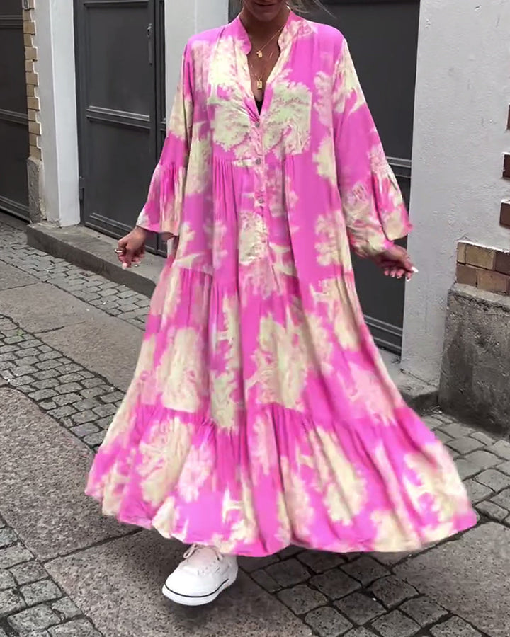 Giavanna | Printed Casual Flared Sleeve Maxi Dress