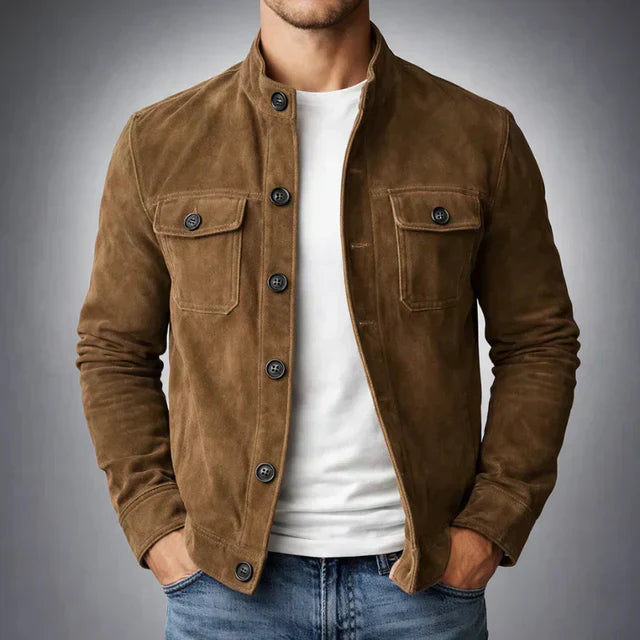 Mode Lumiére™ | Men's Button-Down Suede Jacket