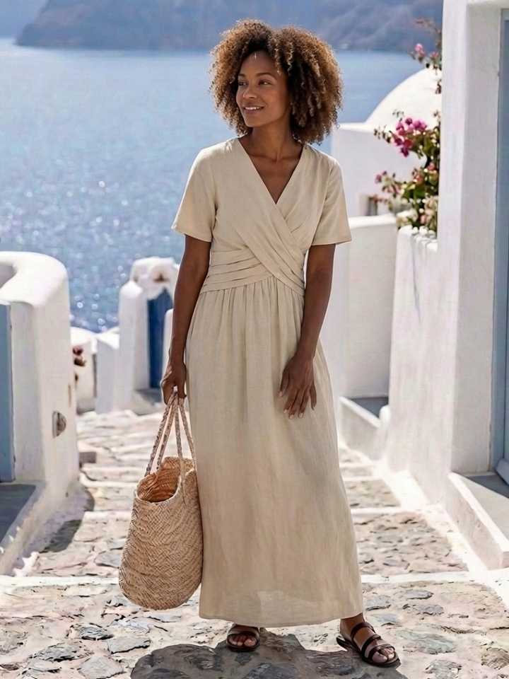 Alvara | V-neck Short-Sleeve Midi Dress