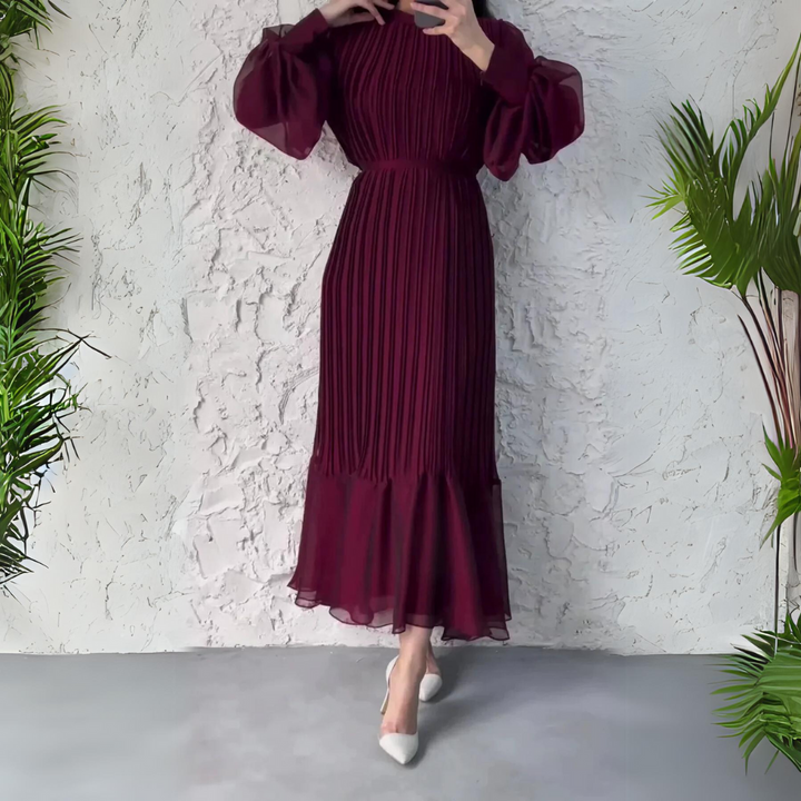 French Chic Evening Dress with Mesh Accents | Cami