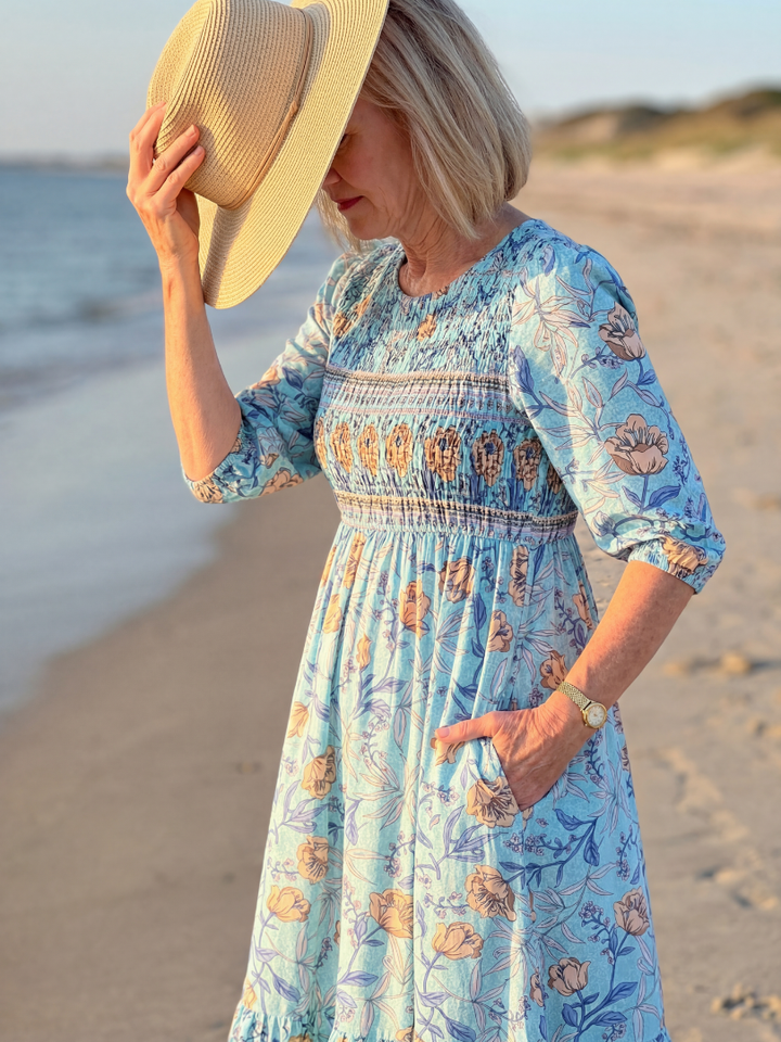 Halia | Gathered Floral Midi Dress