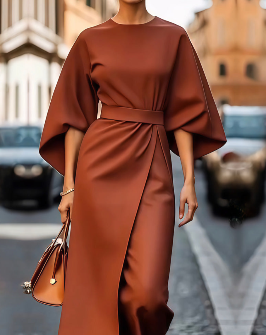 Mode Lumiére™| Elegant Voluminous Sleeve Maxi Dress