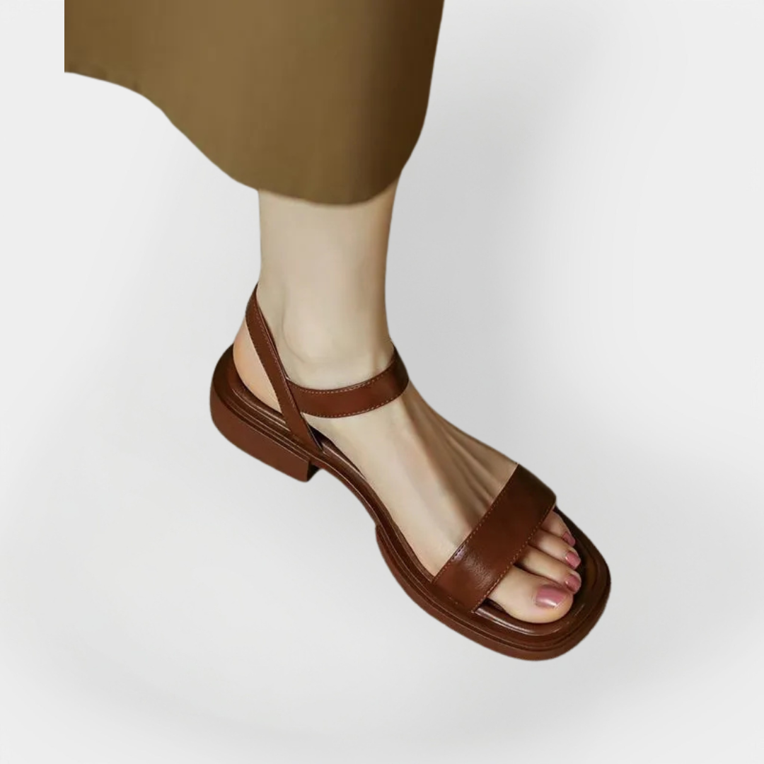 Mode Lumiére™ Low-Heel Leather Sandals